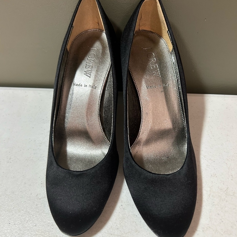 J. Crew Women’s Black Heel With Silver Glitter Heels Size 6 - Picture 2 of 8